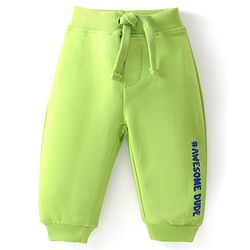 Babyhug Cotton Full Length Lounge and Track Pants Solid & Text Print  Pack of 2 - Blue & Green