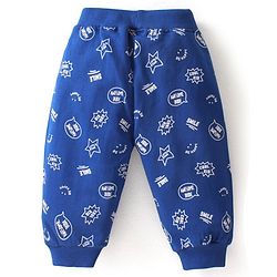 Babyhug Cotton Full Length Lounge and Track Pants Solid & Text Print  Pack of 2 - Blue & Green