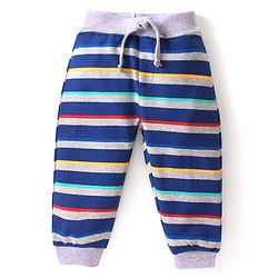 Babyhug Cotton Knit Full Length Lounge Pant Stripe Design Pack of 2- Blue