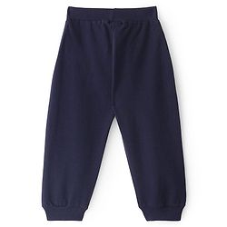 Babyhug Cotton Looper Knit Full Length Lounge Pants With Text Print - Navy Blue