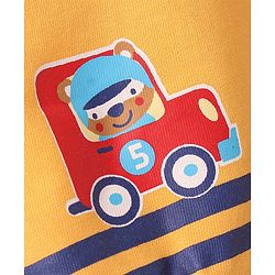Babyhug Cotton Looper Knit Jogger Fit Full Length Track Pant With Car Print - Yellow