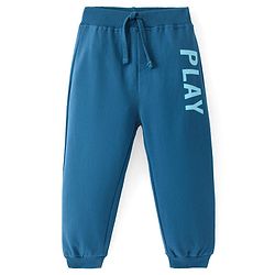 Babyhug Cotton Knit Full  Length Lounge Pant - Blue
