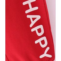 Babyhug Cotton Looper Knit Full Length Lounge Pant Happy Print - Red