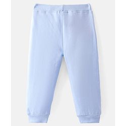 Babyhug Cotton Knit  Full Length Lounge Pant with Rainbow Patch - Blue