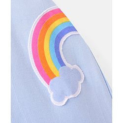 Babyhug Cotton Knit  Full Length Lounge Pant with Rainbow Patch - Blue