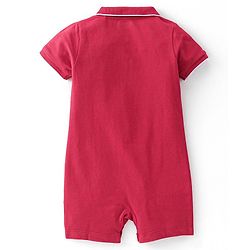 Babyhug 100% Cotton Knit Half Sleeves Romper Penguin Print - Red