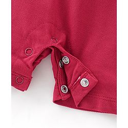 Babyhug 100% Cotton Knit Half Sleeves Romper Penguin Print - Red