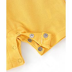 Babyhug 100% Cotton Knit Half Sleeves Romper Lion Print - Yellow