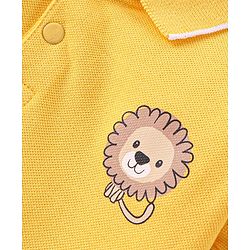 Babyhug 100% Cotton Knit Half Sleeves Romper Lion Print - Yellow