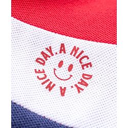 Babyhug 100% Cotton Knit Interlock Half Sleeves Romper With Text Print - White Red & Navy Blue