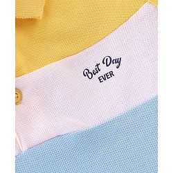 Babyhug 100% Cotton Knit Half Sleeves Solid Colour Cut & Sew Romper - Blue & Yellow