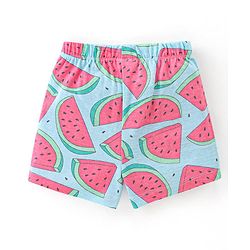 Babyhug Cotton Knit Half Sleeves Night Suit Melon Print - Blue & Pink