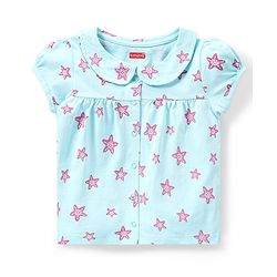Babyhug Cotton Half Sleeves Night Suit With Starfish Print-Blue