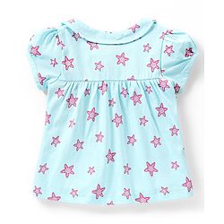 Babyhug Cotton Half Sleeves Night Suit With Starfish Print-Blue