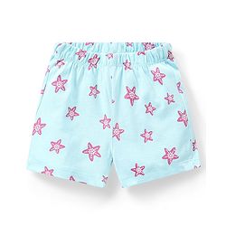 Babyhug Cotton Half Sleeves Night Suit With Starfish Print-Blue