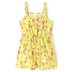 Babyhug Cotton Jersey Knit Sleeveless Singlet Jumpsuit Floral Print - Yellow