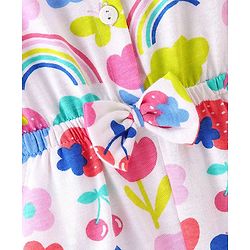 Babyhug Cotton Jersey Knit Sleeveless Singlet Jumpsuit with Floral Print-White