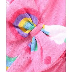 Babyhug Cotton Jersey Knit One Shoulder Strap Jumpsuit with Rainbow Print - Pink