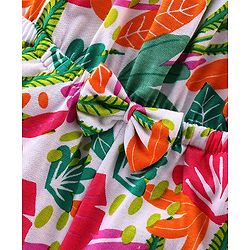 Babyhug 100% Cotton Jersey Shoulder Strap Jumpsuit With Floral Print - Multicolour