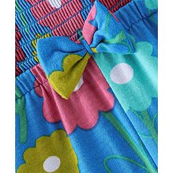 Babyhug Cotton Jersey Shoulder Strap Jumpsuit With Floral Print - Blue