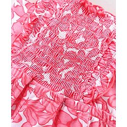 Babyhug 100% Cotton Jersey Square Neck Jumpsuit With Floral Print - Pink