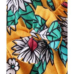 Babyhug 100% Cotton Jersey Halter Neck Jumpsuit Floral Print - Yellow