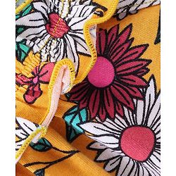 Babyhug 100% Cotton Jersey Halter Neck Jumpsuit Floral Print - Yellow