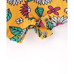 Babyhug 100% Cotton Jersey Halter Neck Jumpsuit Floral Print - Yellow