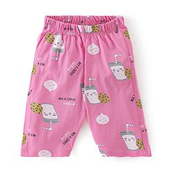 Babyhug Cotton Single Jersey Knit Half Sleeves Night Suit Cookies Print - Yellow & Pink