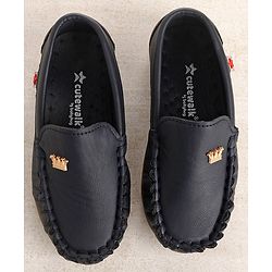 Cute Walk by Babyhug Slip On  Loafer Shoes Crown Applique - Blue