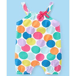 Babyhug 100% Cotton Knit Half Sleeves T-Shirt & Dungaree Set Polka Dot Print - Multicolor