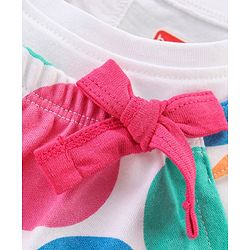 Babyhug 100% Cotton Knit Half Sleeves T-Shirt & Dungaree Set Polka Dot Print - Multicolor