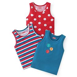 Babyhug 100% Cotton Sando Number Print Pack Of 3 - Red & Blue