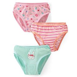 Babyhug 100% Cotton Knit Panties Floral Print Pack of 3 - Multicolour