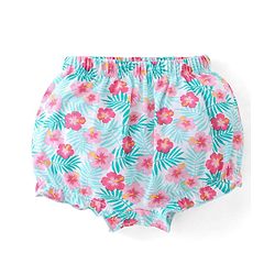 Babyhug 100% Cotton Knit Bloomers Striped & Floral Print  Pack of 3- Blue & Pink