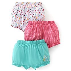 Babyhug 100% Cotton Bloomer Heart Print Pack of 3 - Multicolour