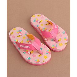 Cute Walk by Babyhug Slip On Flip Flops Floral & Toucans Print- Pink