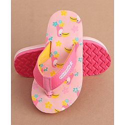 Cute Walk by Babyhug Slip On Flip Flops Floral & Toucans Print- Pink