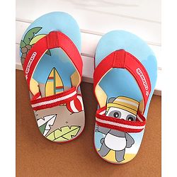 Cute Walk by Babyhug  Flip Flops with Back Strap Closure Beach Theme Print - Red & Blue