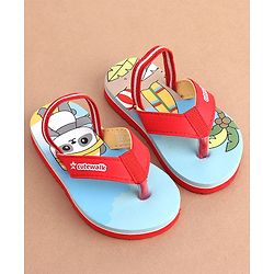 Cute Walk by Babyhug  Flip Flops with Back Strap Closure Beach Theme Print - Red & Blue