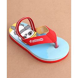Cute Walk by Babyhug  Flip Flops with Back Strap Closure Beach Theme Print - Red & Blue