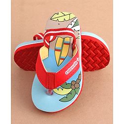 Cute Walk by Babyhug  Flip Flops with Back Strap Closure Beach Theme Print - Red & Blue
