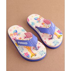 Cute Walk by Babyhug Slip On Flip Flops with Giraffe Print - White & Blue