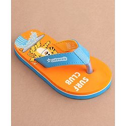 Cute Walk by Babyhug Slip On Flip Flops Tiger Print - Orange