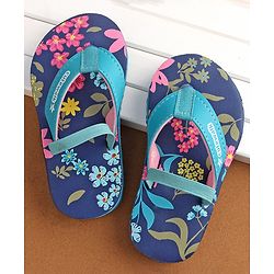 Cute Walk by Babyhug Back Strap Slip On Flip Flops with Floral Design - Blue
