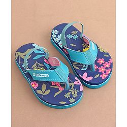 Cute Walk by Babyhug Back Strap Slip On Flip Flops with Floral Design - Blue