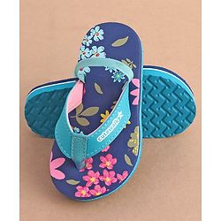 Cute Walk by Babyhug Back Strap Slip On Flip Flops with Floral Design - Blue