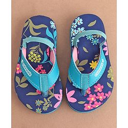 Cute Walk by Babyhug Back Strap Slip On Flip Flops with Floral Design - Blue