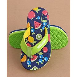 Cute Walk by Babyhug Slip On  Flip Flops with Fruit Design- Navy Blue & Green