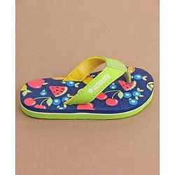 Cute Walk by Babyhug Slip On  Flip Flops with Fruit Design- Navy Blue & Green
